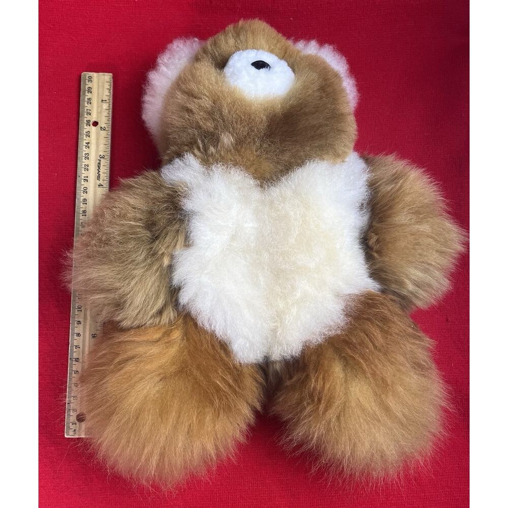 Soft Alpaca Teddy Bear Handmade In Peru from 100% Baby Alpaca Brown & Cream NEW - Picture 5 of 7